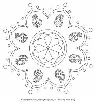 Rangoli colouring pages