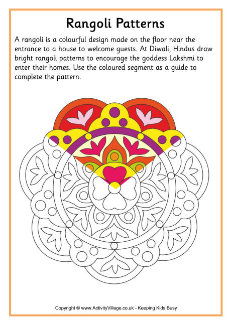 Rangoli colouring pattern 1