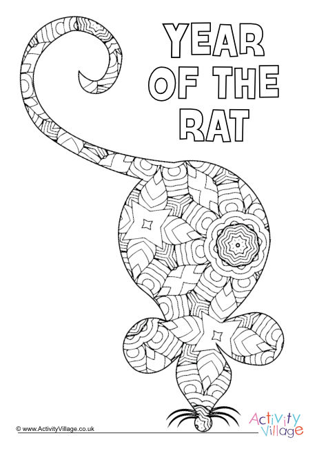 Rat doodle colouring page 2 Rat doodle colouring page 2