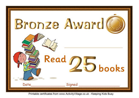 Reading certificate bronze award 
