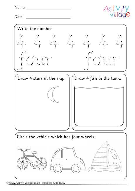 Recognising Numbers Worksheet 4
