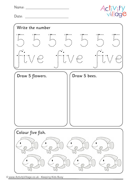 Recognising Numbers Worksheet 5