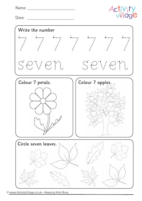 Recognising Numbers Worksheet 7