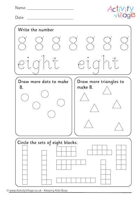 Recognising Numbers Worksheet 8