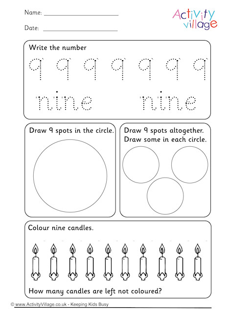 Recognising Numbers Worksheet 9