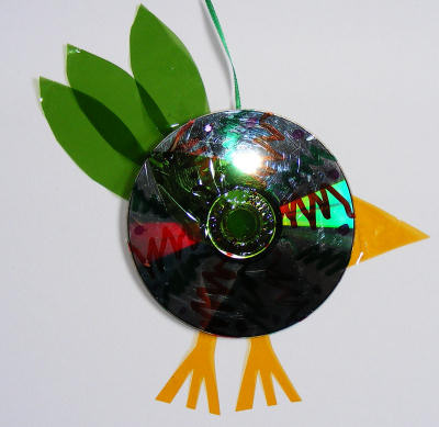 Recycled CD bird craft