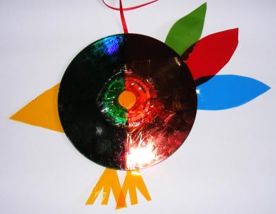 recycled CD bird craft for kids