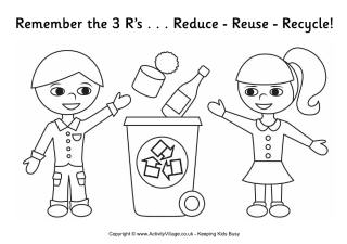 Recycling Colouring Pages