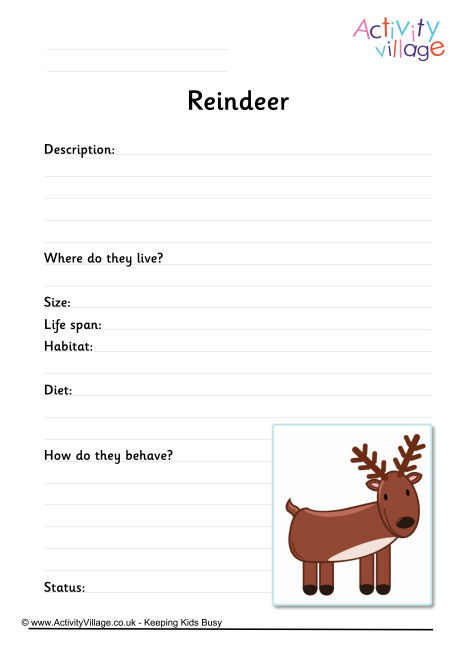 Reindeer Worksheet Reindeer Worksheet