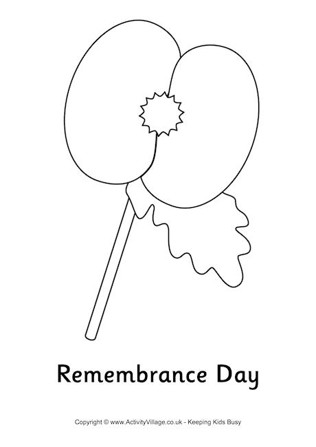 Remembrance Day colouring page