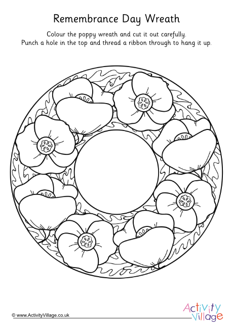 Remembrance Day Wreath Colouring Page Remembrance Day Wreath Colouring Page