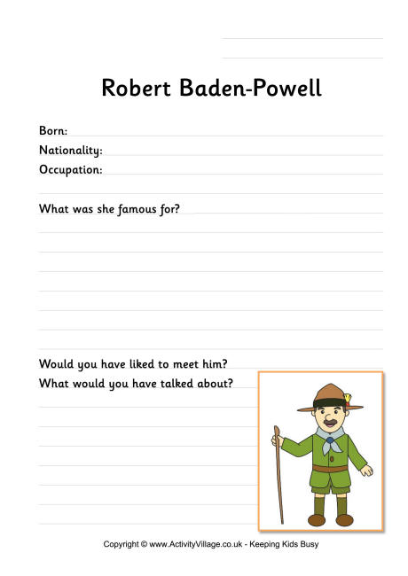Robert Baden-Powell worksheet