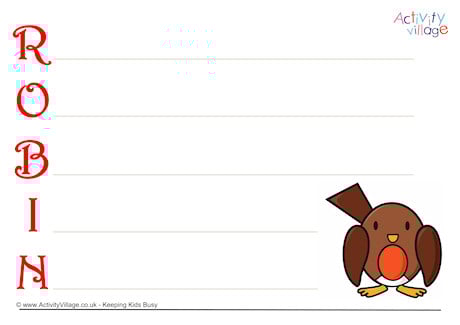 Robin Acrostic Poem Printable