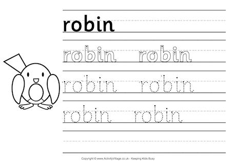 Robin handwriting worksheet