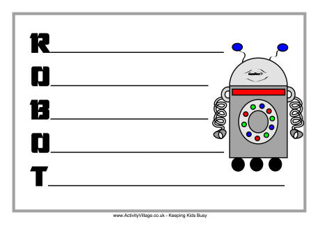 Robot acrostic poem printable