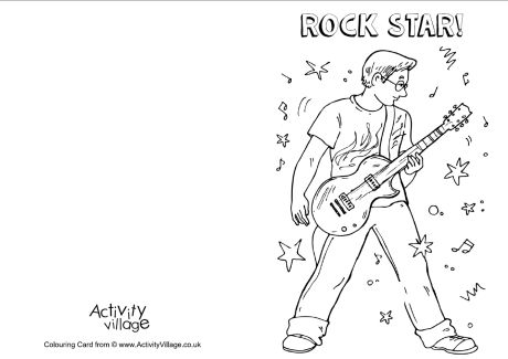 Rock star Dad colouring card