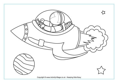 Rocket ship colouring page