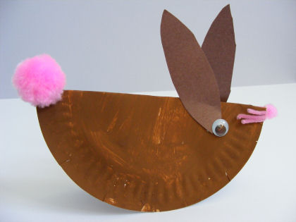 rocking rabbit craft for kids - paper plate bunny craft