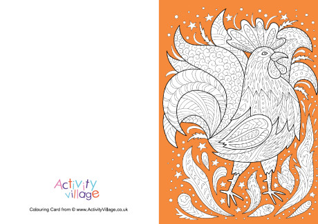 Rooster colour pop colouring card