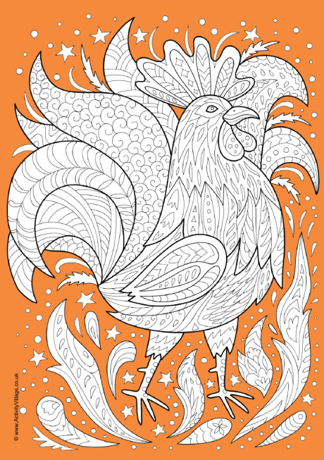 Rooster colour pop colouring page Rooster colour pop colouring page