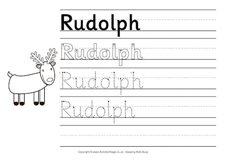 Rudolph handwriting worksheet