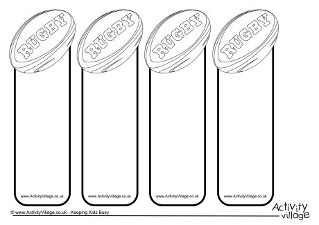 Rugby Colouring Bookmarks Blank