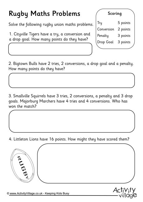 Rugby maths problems