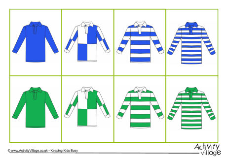 Rugby Shirt Sorting Cards 1 Rugby Shirt Sorting Cards 1