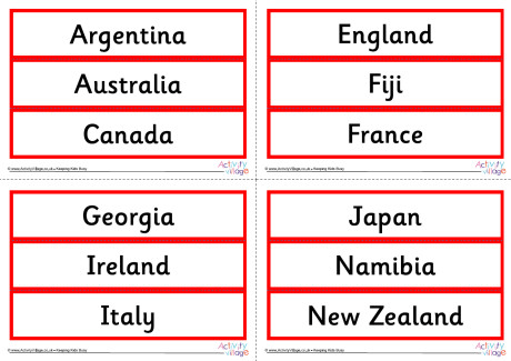 Rugby World Cup 2019 Country Cards