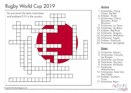 Rugby World Cup 2019 nicknames and emblems crossword Rugby World Cup 2019 nicknames and emblems crossword