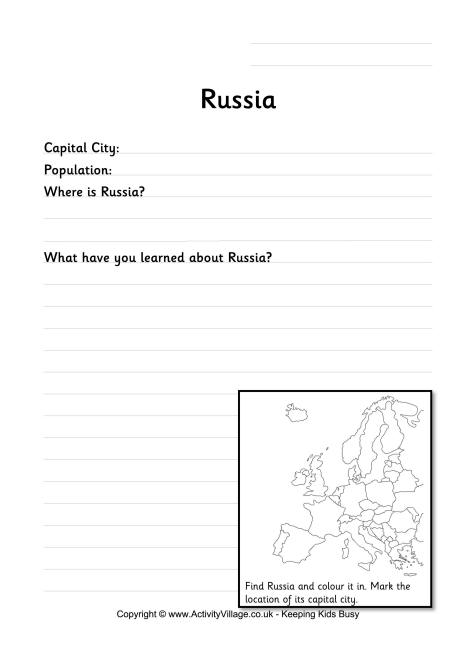Russia worksheet