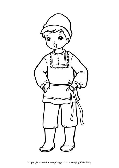 Russian Boy Colouring Page