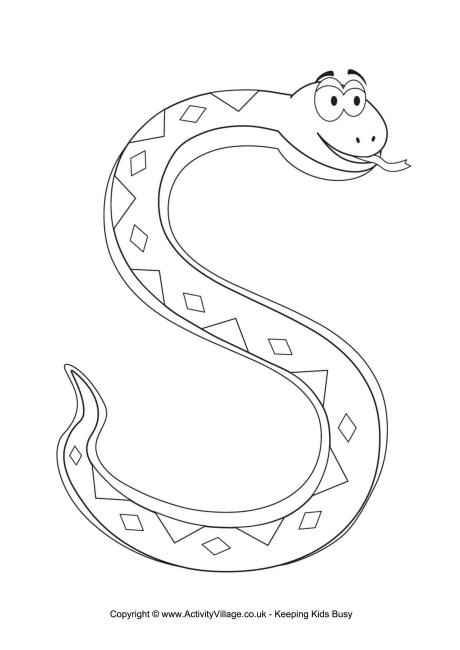 S is for Snake Colouring Page
