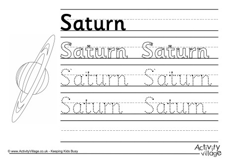Saturn handwriting worksheet