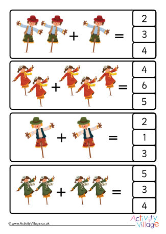 Scarecrow Addition Peg Cards