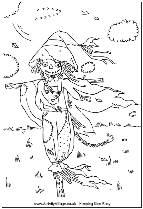 Scarecrow colouring page 2