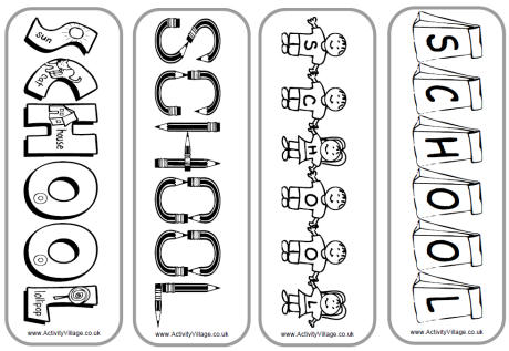 School bookmarks to colour