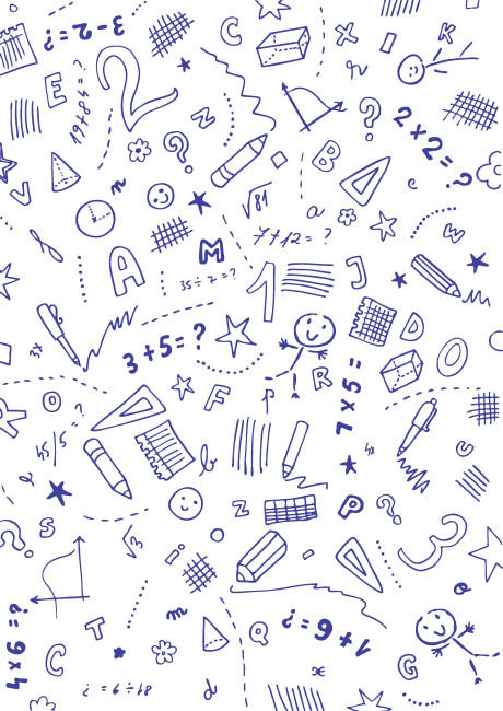 School scribbles scrapbook paper - blue