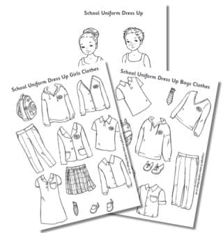 School uniform paper dolls