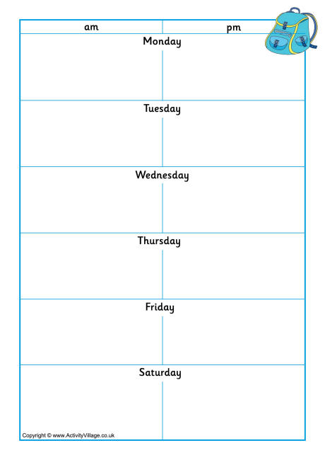 Printable chart homework