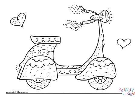 Scooter colouring page