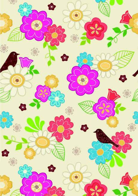 Scrapbook paper - flowers and bird design