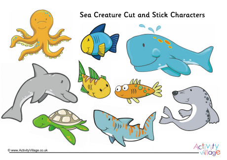 Sea Creature Cut and Stick Characters Sea Creature Cut and Stick Characters
