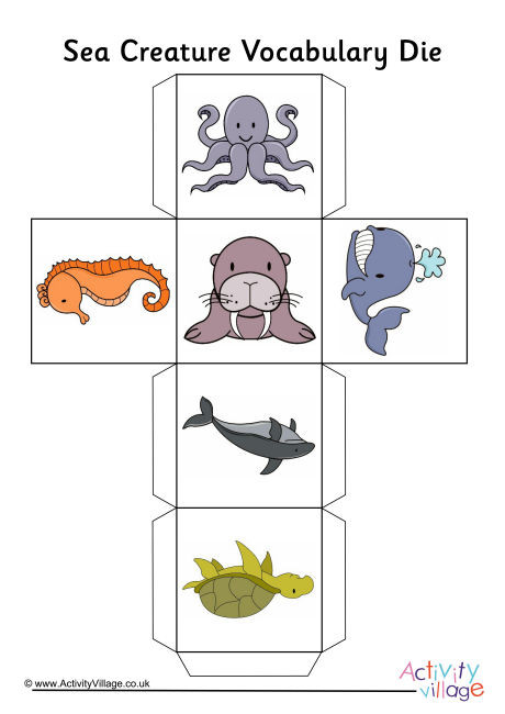 Sea Creature Vocabulary Die 2 Sea Creature Vocabulary Die 2