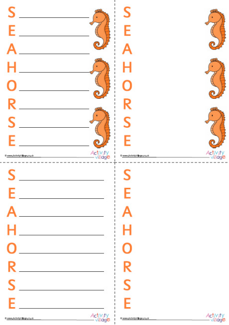 Seahorse Acrostic Poem Printable