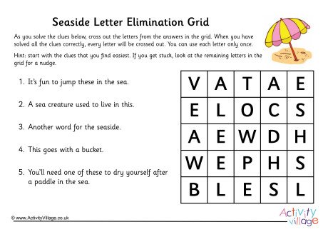 Seaside Letter Elimination Grid