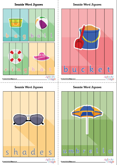 Seaside word jigsaws Seaside word jigsaws