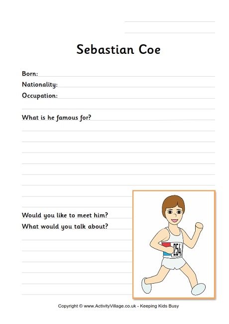 Sebastian Coe worksheet
