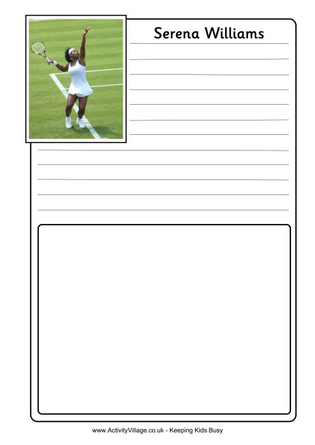 Serena Williams Notebooking Page
