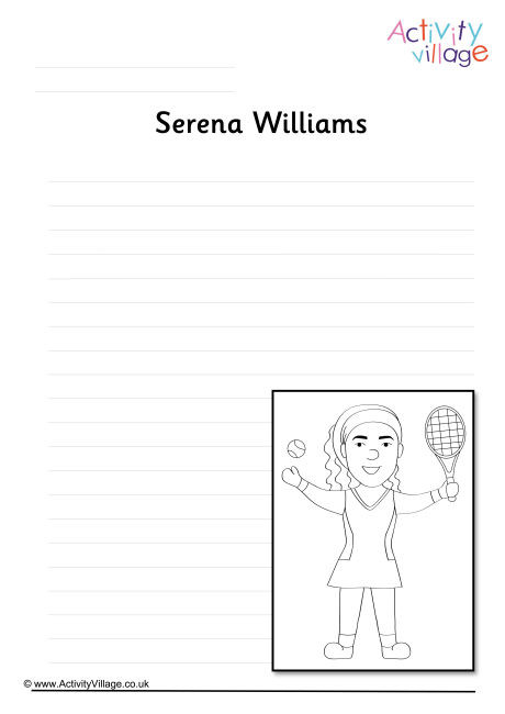Serena Williams Writing Page